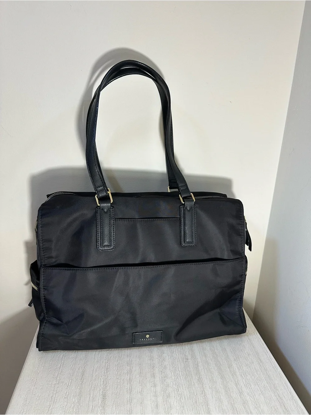 Travanti Nylon and Leather Work/Carry-on Bag